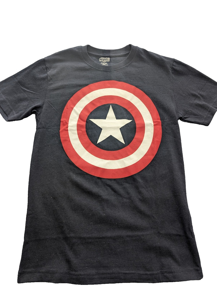 Marvel Captain America Shield Graphic T Shirt Mens Small Black Superhero Tee