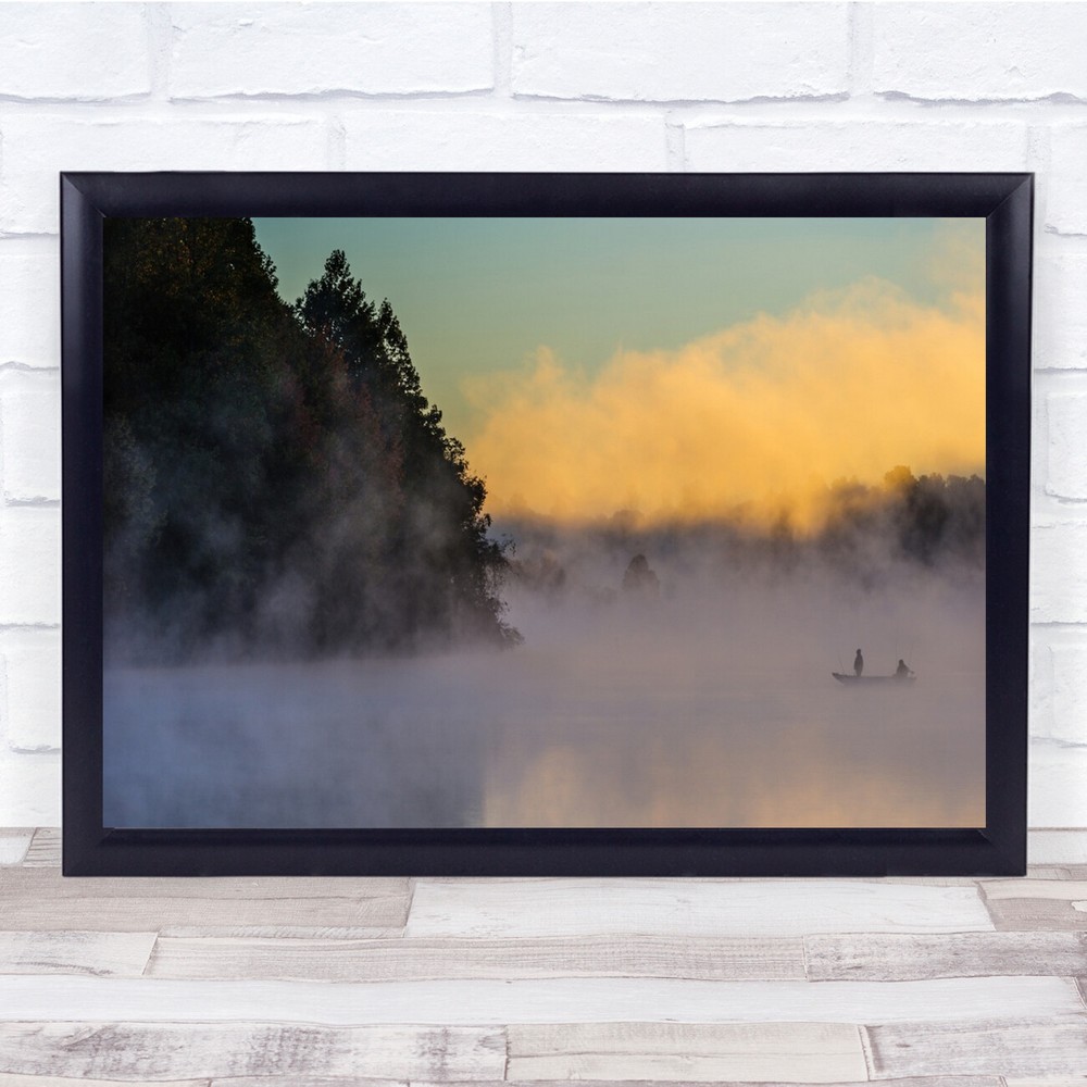 Misty Fishing Boat Landscape Wall Art Print Marsh Creek State Park