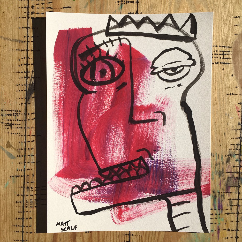Matt Scalf Face Abstract Street Pop Art Graffiti ORIGINAL PAINTING 9x12 Modern