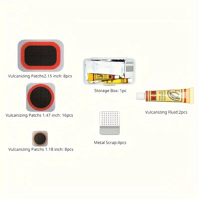 Bike Tire Repair Kit with Vulcanizing Patches for Inner Tube Punctures