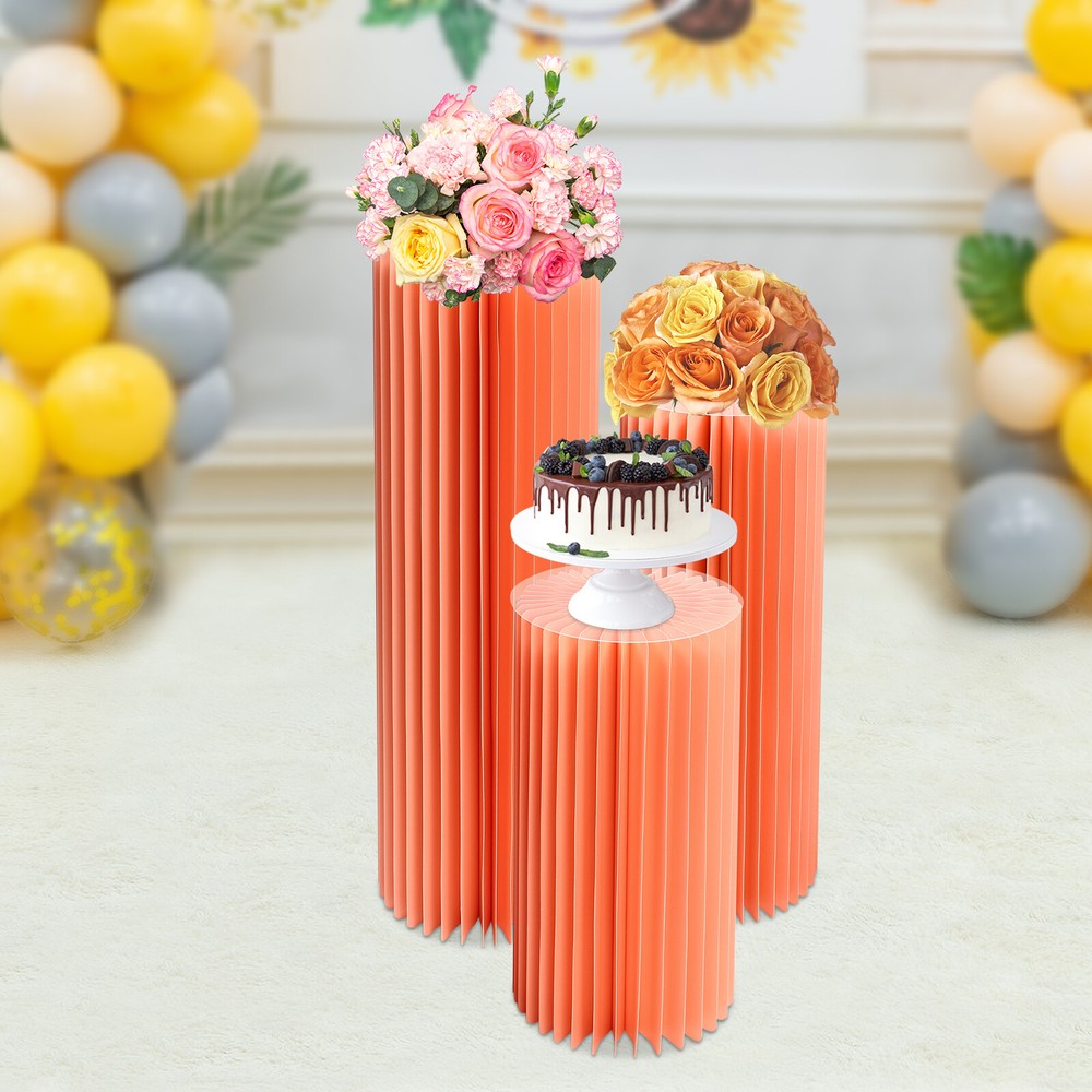 3PCS Foldable Paper Columns Display Pedestals Stands for Birthday Party Decor