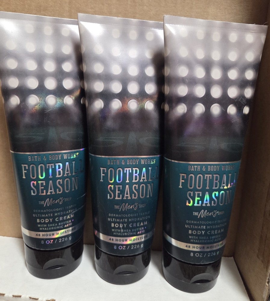 FOOTBALL SEASON LOT OF 3 ULTIMATE HYDR BODY CREAM LOTIONS BATH & BODY WORKS MENS