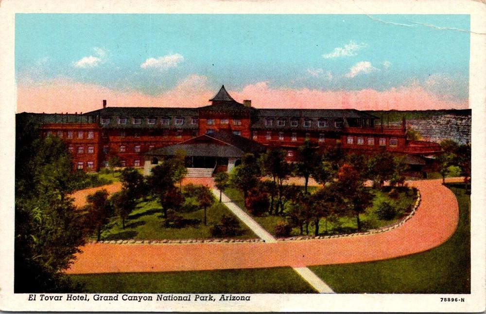 1950s View of El Tovar Hotel Grand Canyon National Park Arizona Vintage Postcard