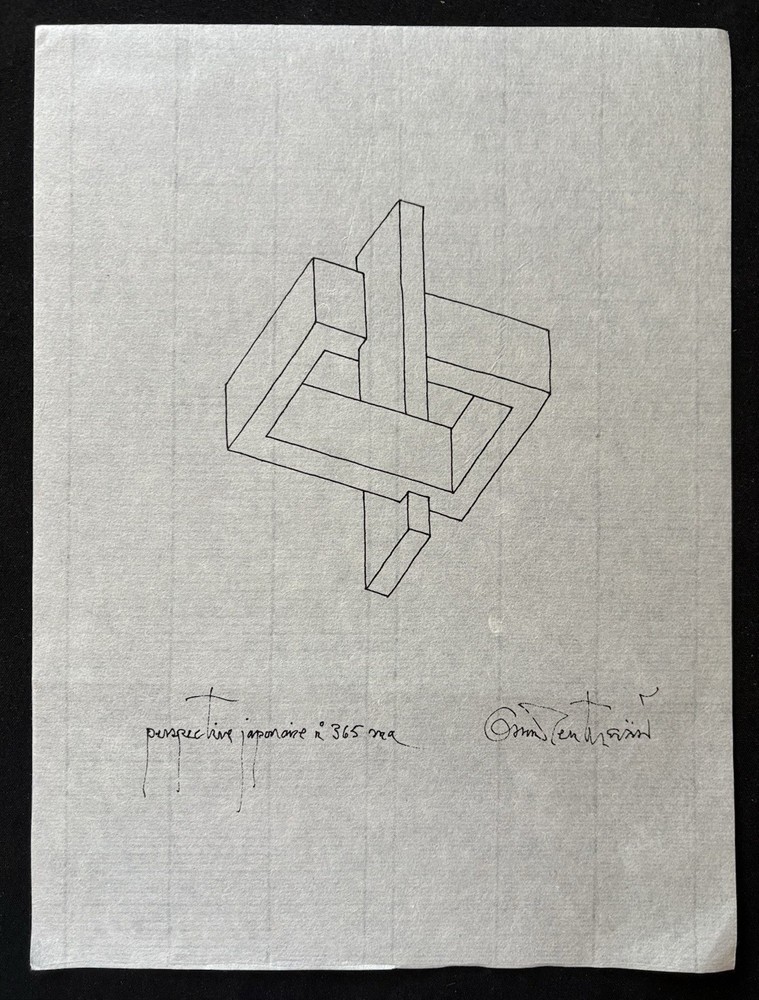 Swedish Artist Oscar Reutersvärd Signed Original Pen and Ink Op Art Drawing 365