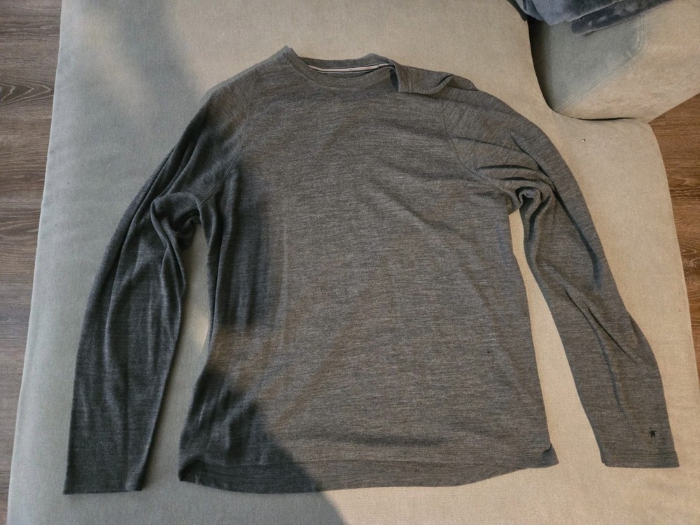 Smartwool Mens XL Gray 100% Merino Wool Long Sleeve Base Layer Shirt Heathered