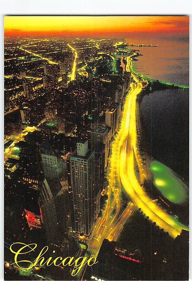 Postcard Aerial View Lake Shore Drive Chicago Illinois USA