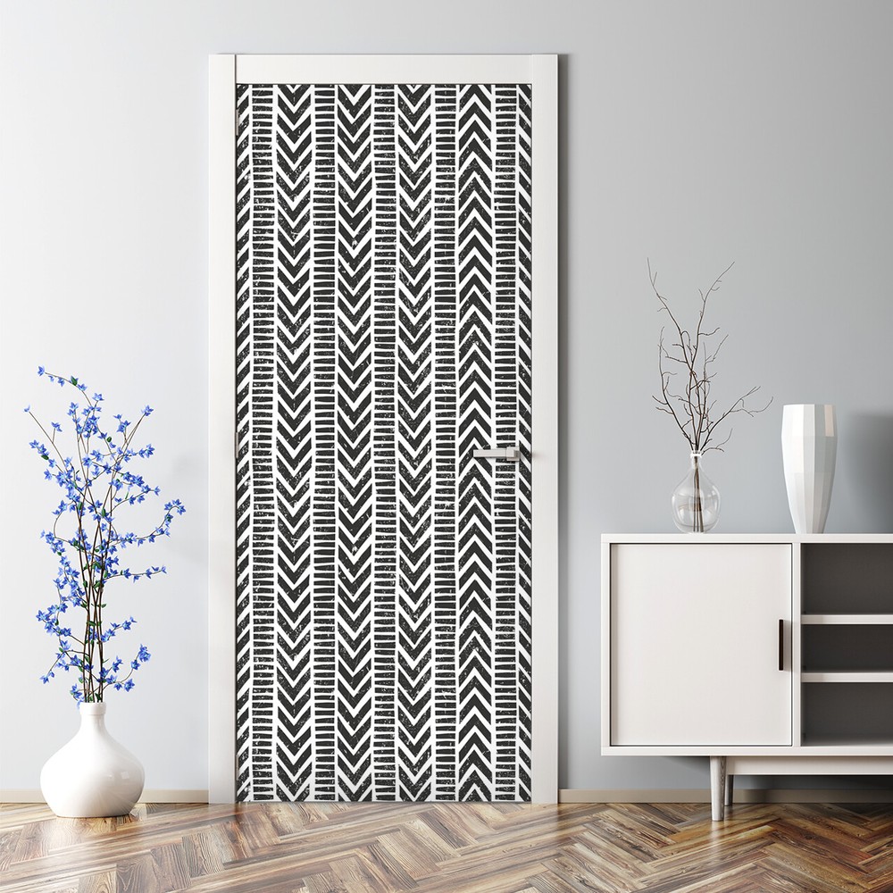 Tribal Geometric Door Decal Bubble Free Adhesive Sticker Simple Home Decor