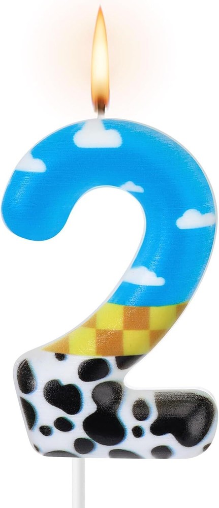 Toy-Inspired Cartoon Number Birthday Candles in Blue White Yellow Black