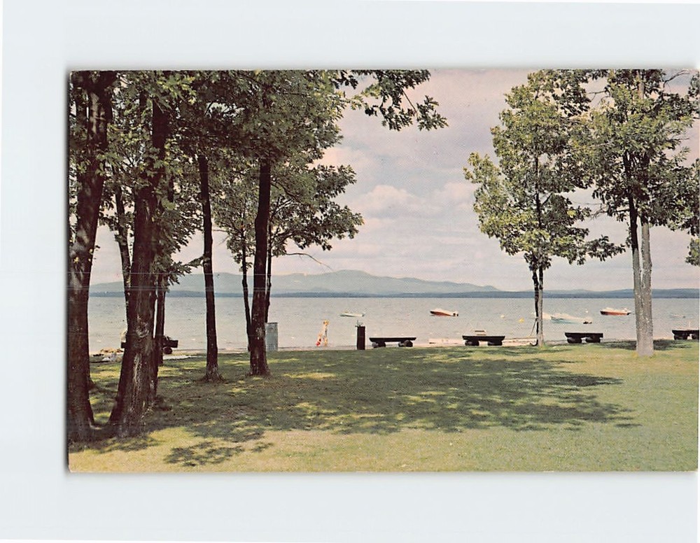 Postcard Ellacoya State Beach on beautiful Lake Winnipesaukee Gilford USA