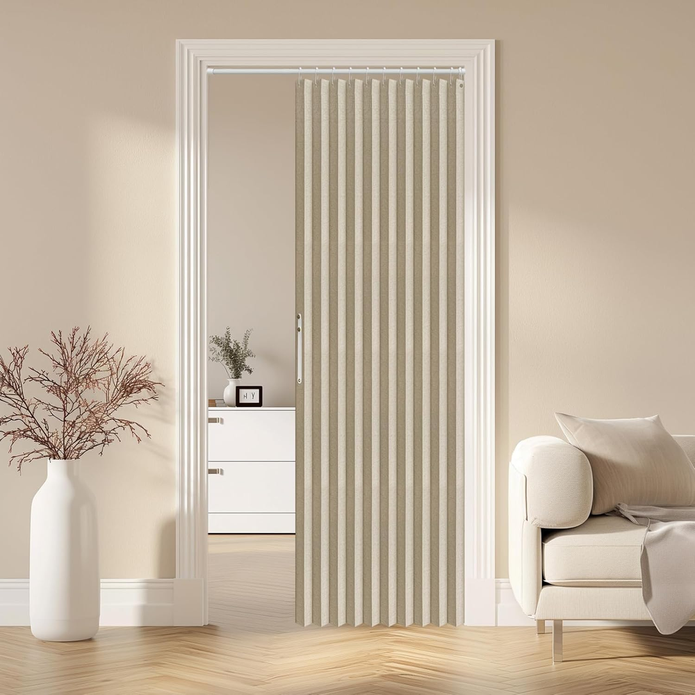 100% Blackout Magnetic Door Curtain Accordion Doors Interior Folding Closet Door