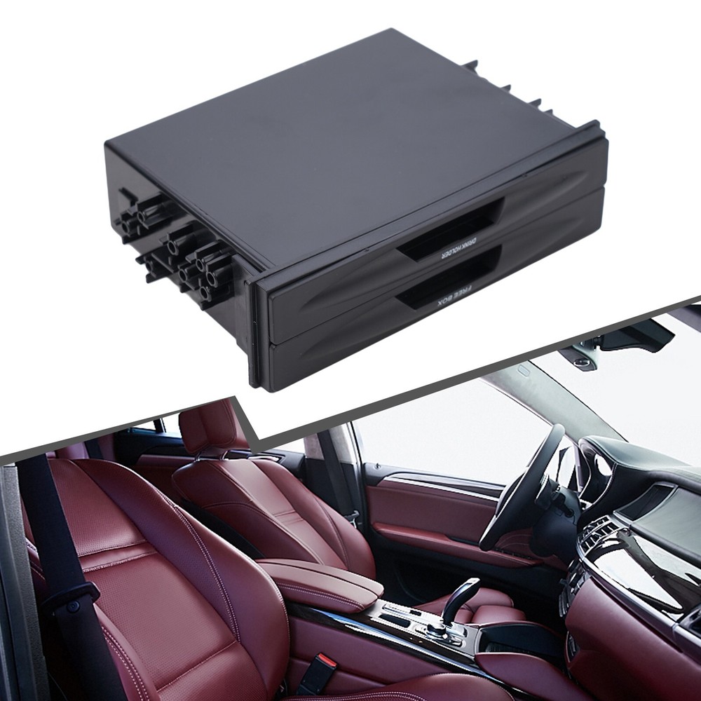 Black Double Din Radio Pocket with Cup Holder and Storage Organizer Parts