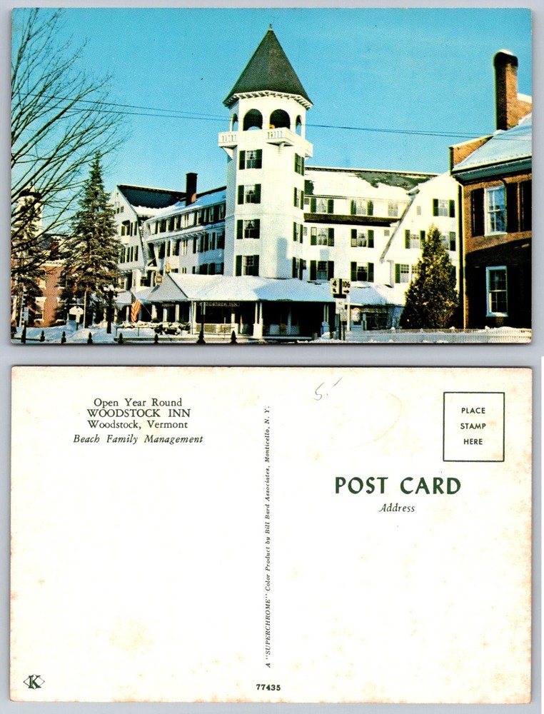 Woodstock Inn Vermont VT Vintage Postcard Winter Snow Superchrome 1950s 1960s