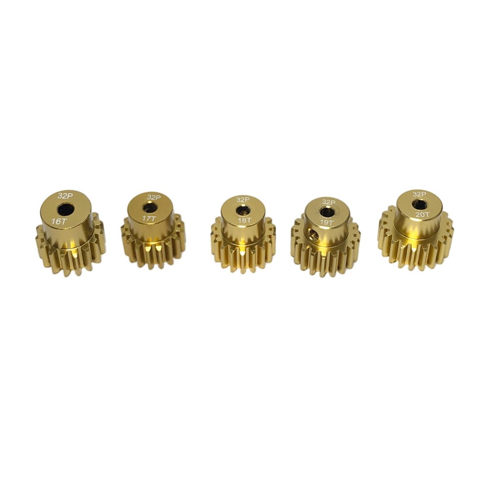 5-Piece Aluminum Shaft Pinion Metal Gear Set with Screws and Wrench for 1/10 RC Cars