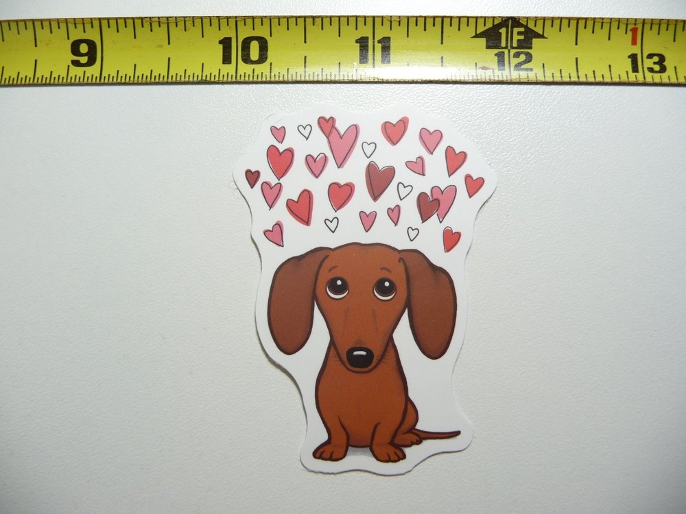 Dachshund Flying Hearts Decal Sticker - Cute Wiener Dog Love Design  