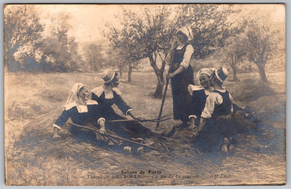 Antique Postcard Peasant Women Haymaking Fr 1910s