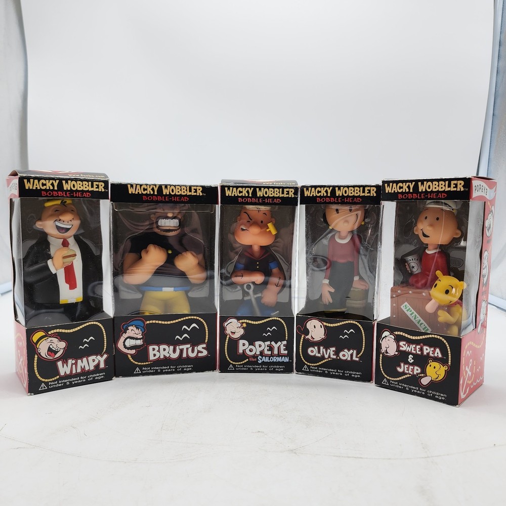 Funko Popeye Olive Oyl Swee Pea Jeep Brutus Wimpy Wacky Wobbler BobbleHead Lot