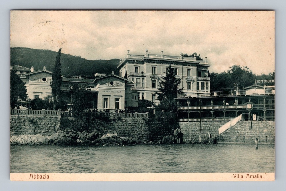 Croatia- Abbazia Kvarner Gulf Villa Amalia Postal Old Card View Vintage Postcard