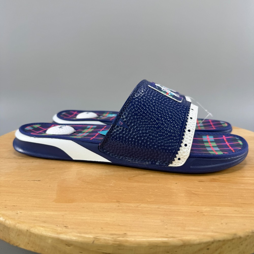 Reef Mulligan Slides Scottish Waters 2 Men's Size 12 Limited Blue Plaid NWT