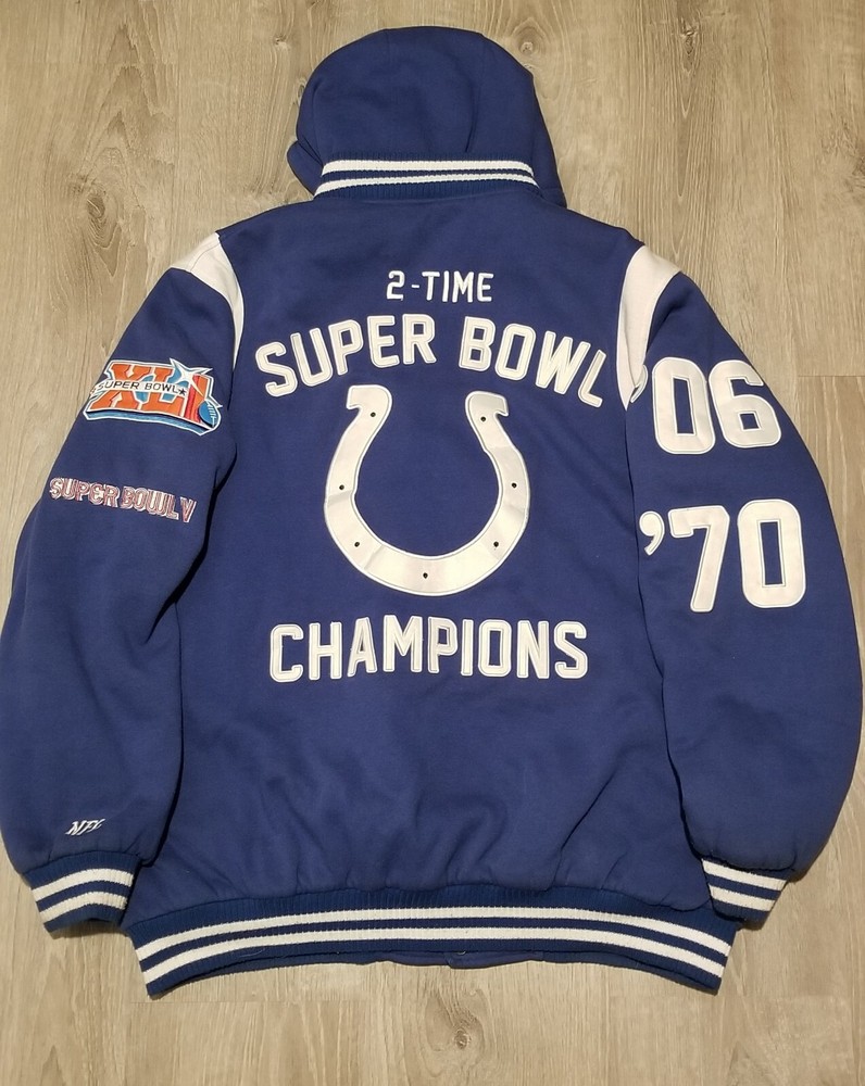 NFL Indianapolis Colts 2 Time Super Bowl Champions 1970 & 2006 Jacket XXL/ 2XL