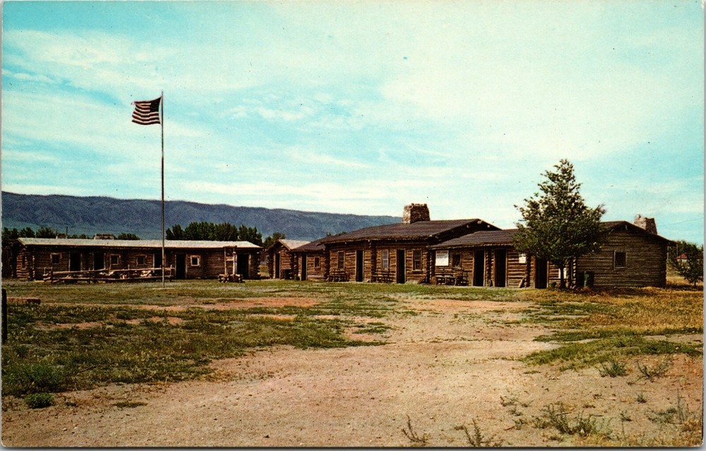 View of Historic Old Fort Caspar Wyoming Vintage Postcard