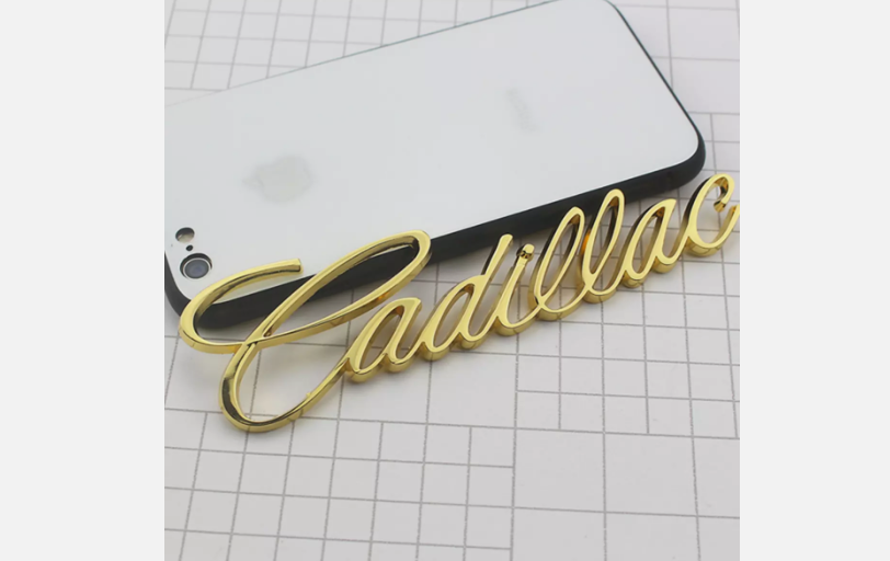 Gold Cadillac Trunk Badge Emblem 3.8cm x 14cm for Rear Trunk Lid