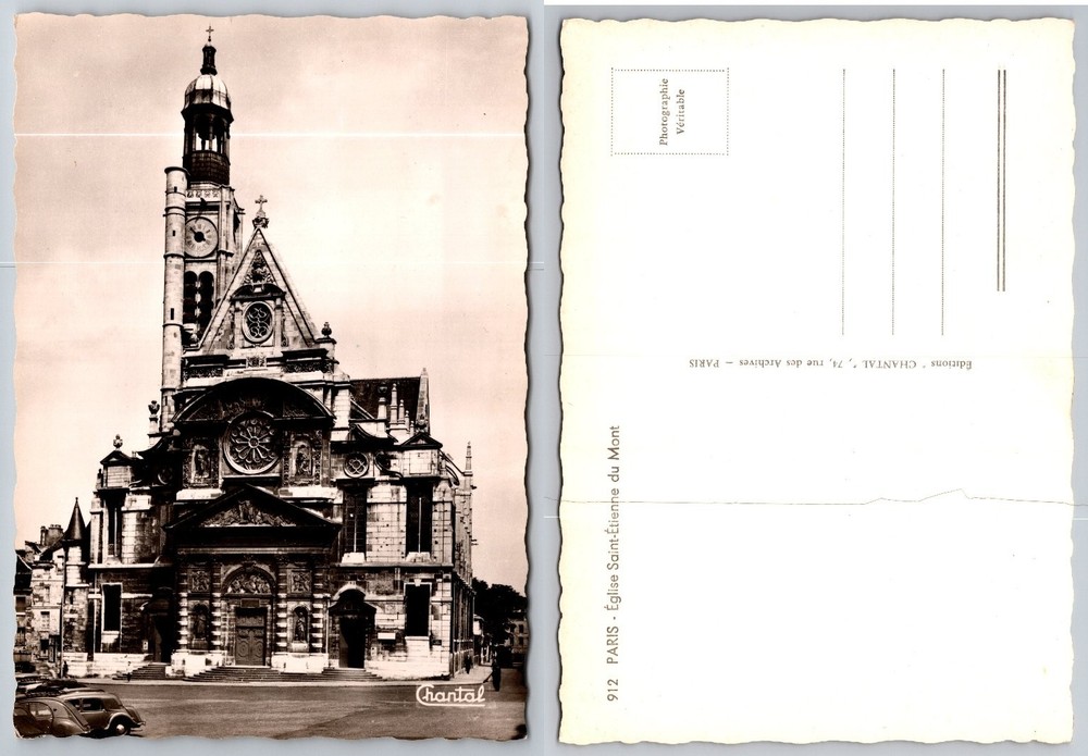 Paris Eglise Saint-Étienne du Mont Real Photo RPPC Vintage Postcard Chantal