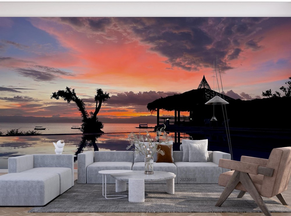 3D Sky Sea Sunset Landscape Wall Murals Wallpaper Murals Wall Sticker