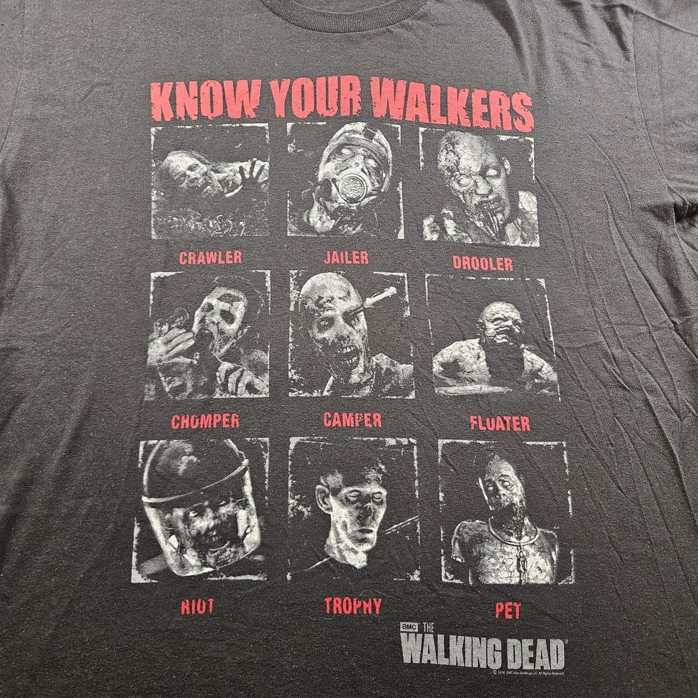 The Walking Dead Shirt Mens XL Know Your Walkers Zombie Tee 2014 AMC TV Show