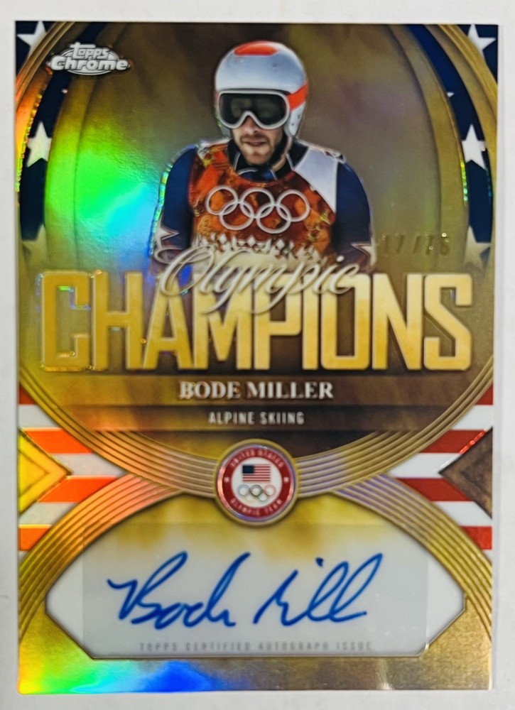 2026 Topps Chrome Winter Olympics BODE MILLER 17/76 Champions US Flag Auto GRAIL