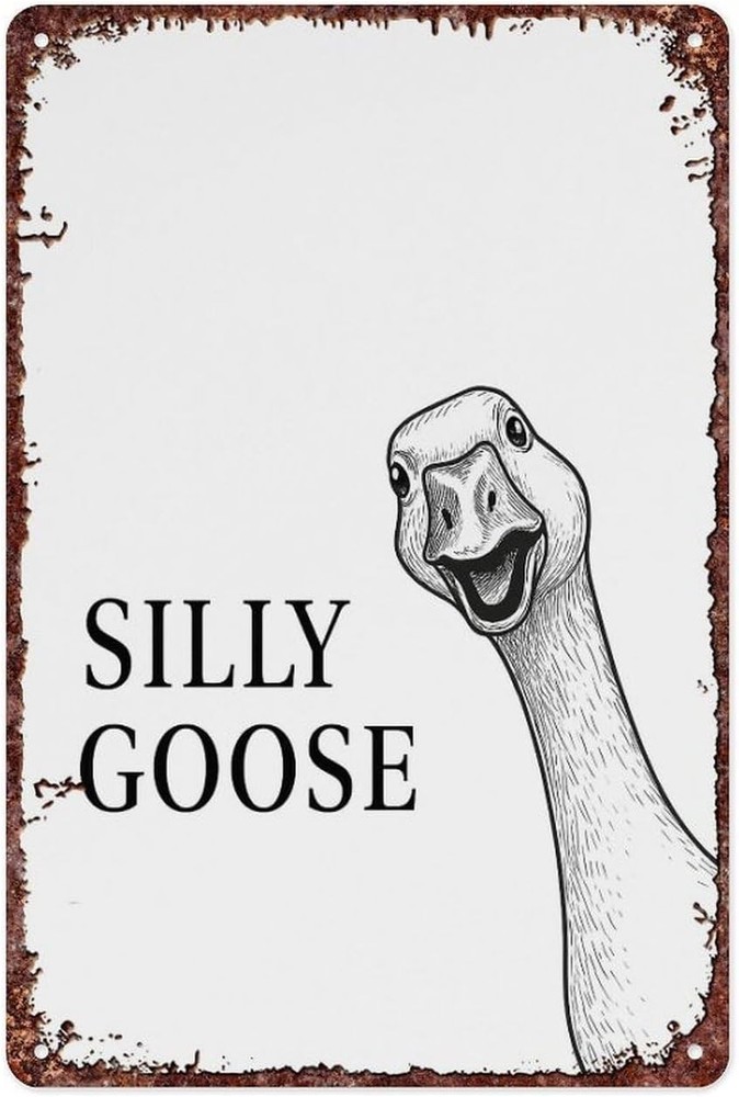 Silly Goose, Bathroom Jokes, Wall Art Decor Poster Retro Tin Metal Sign For Home