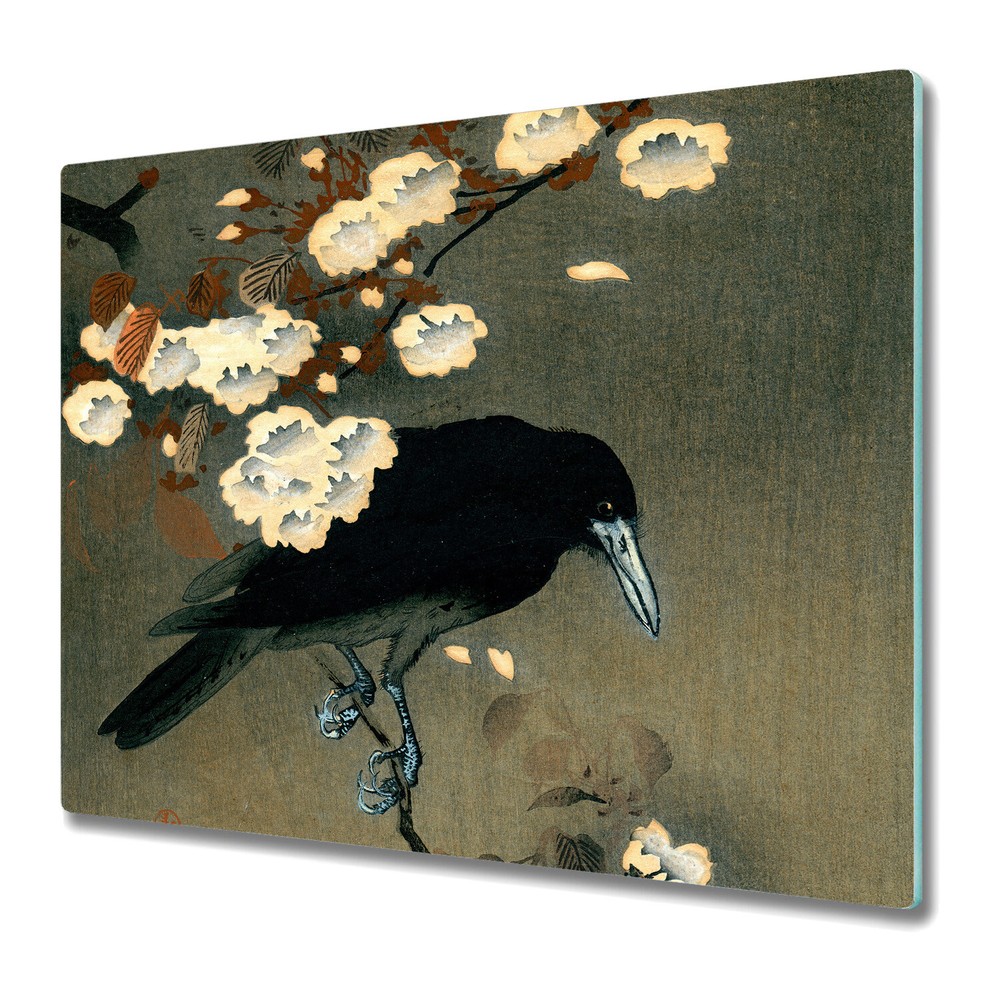 Tempered Glass Chopping Board Utensil Worktop Saver The Crow Painting 60x52