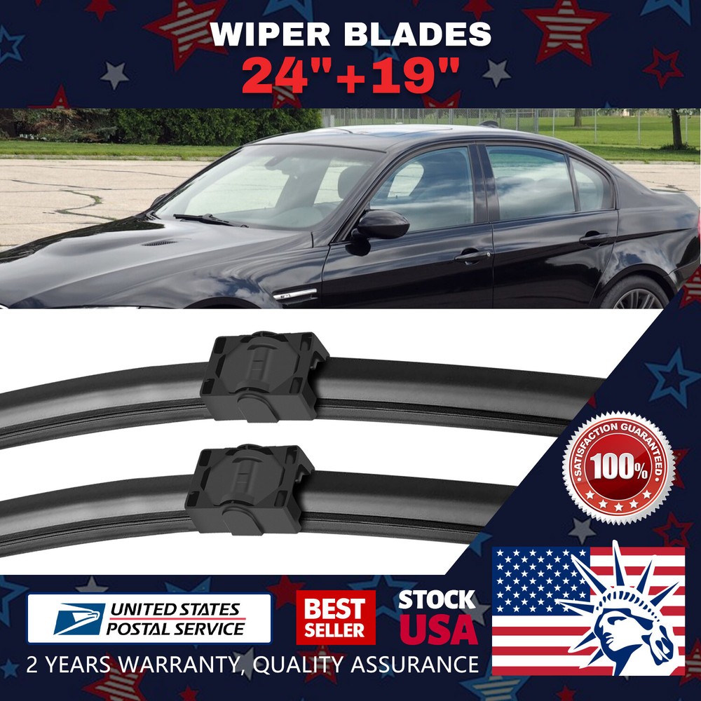 Waterproof Side lock 24''+19'' Premium Bracketless Windshield Wiper Blades /pair