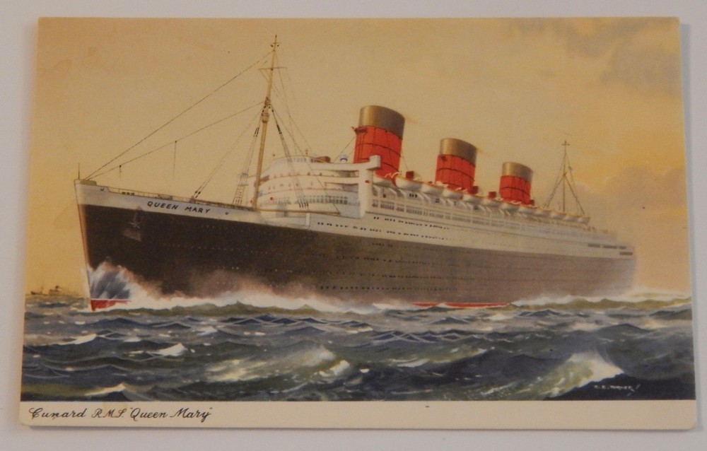 RMS Queen Mary Cunard Line postcard unused vintage