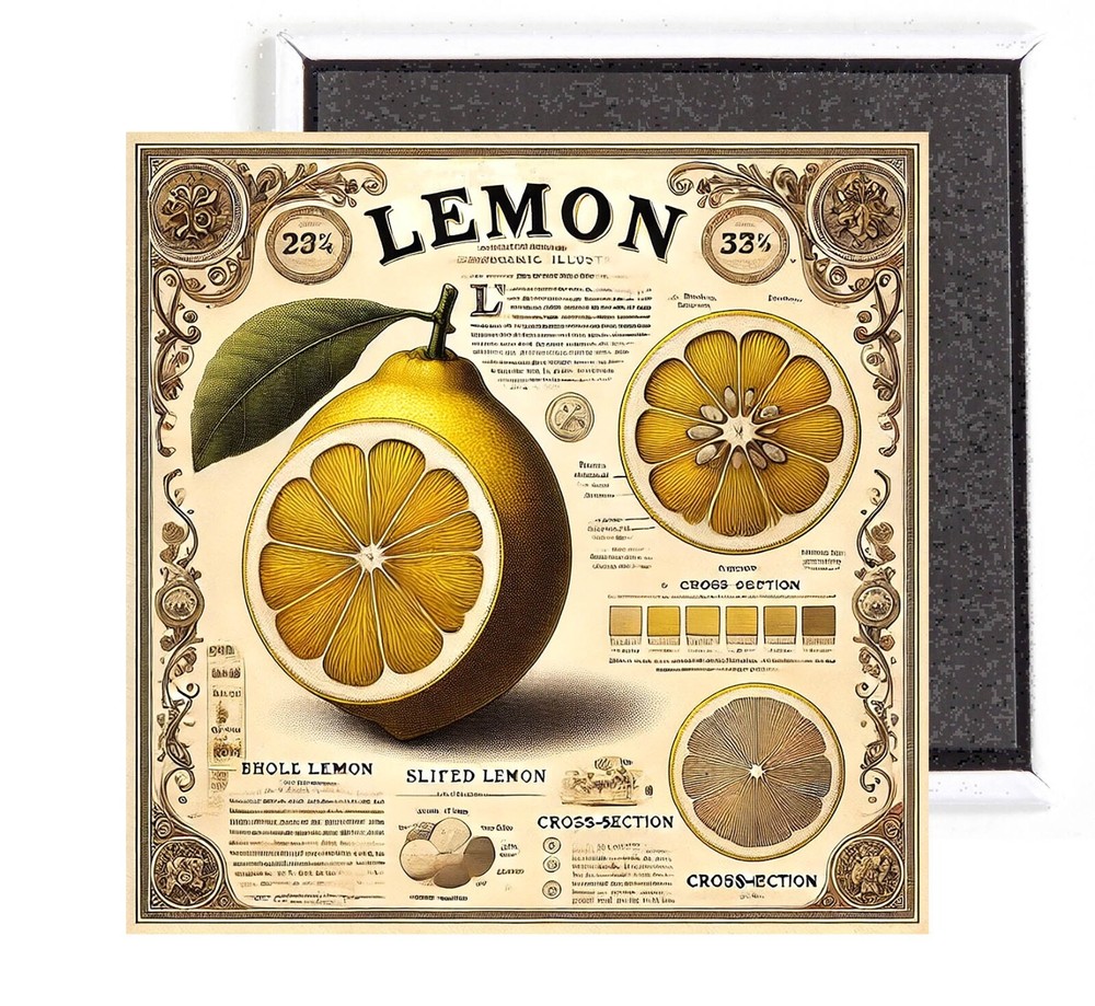 Lemon FRIDGE MAGNET advertisement fruit sign