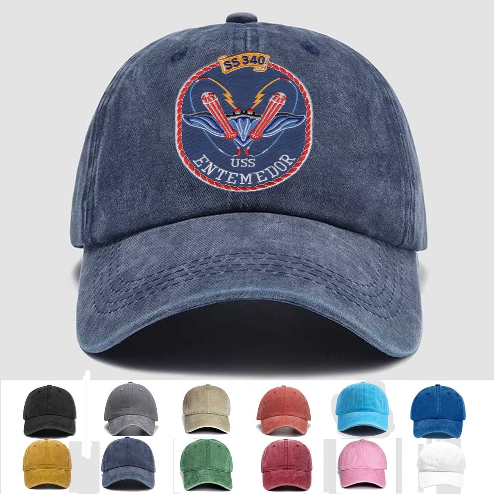 Custom Embroidered Hat SS-340 USS Entemedor, Veteran Cap, Trucker Hat, Gift Idea