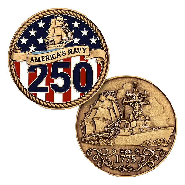 US Navy 250th Anniversary 1.75 Inch Commemorative Challenge Coin