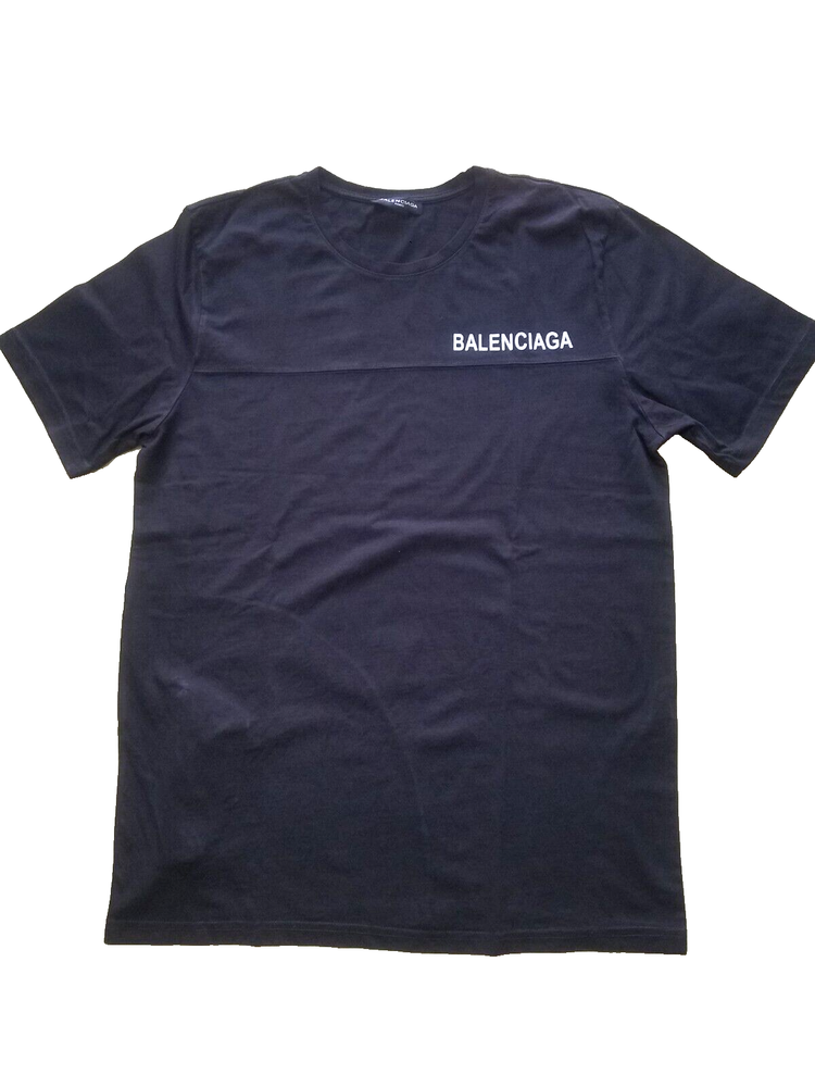 Balenciaga Men's T-Shirt Black XL White Core Front Back Print Zipper Free Shipng