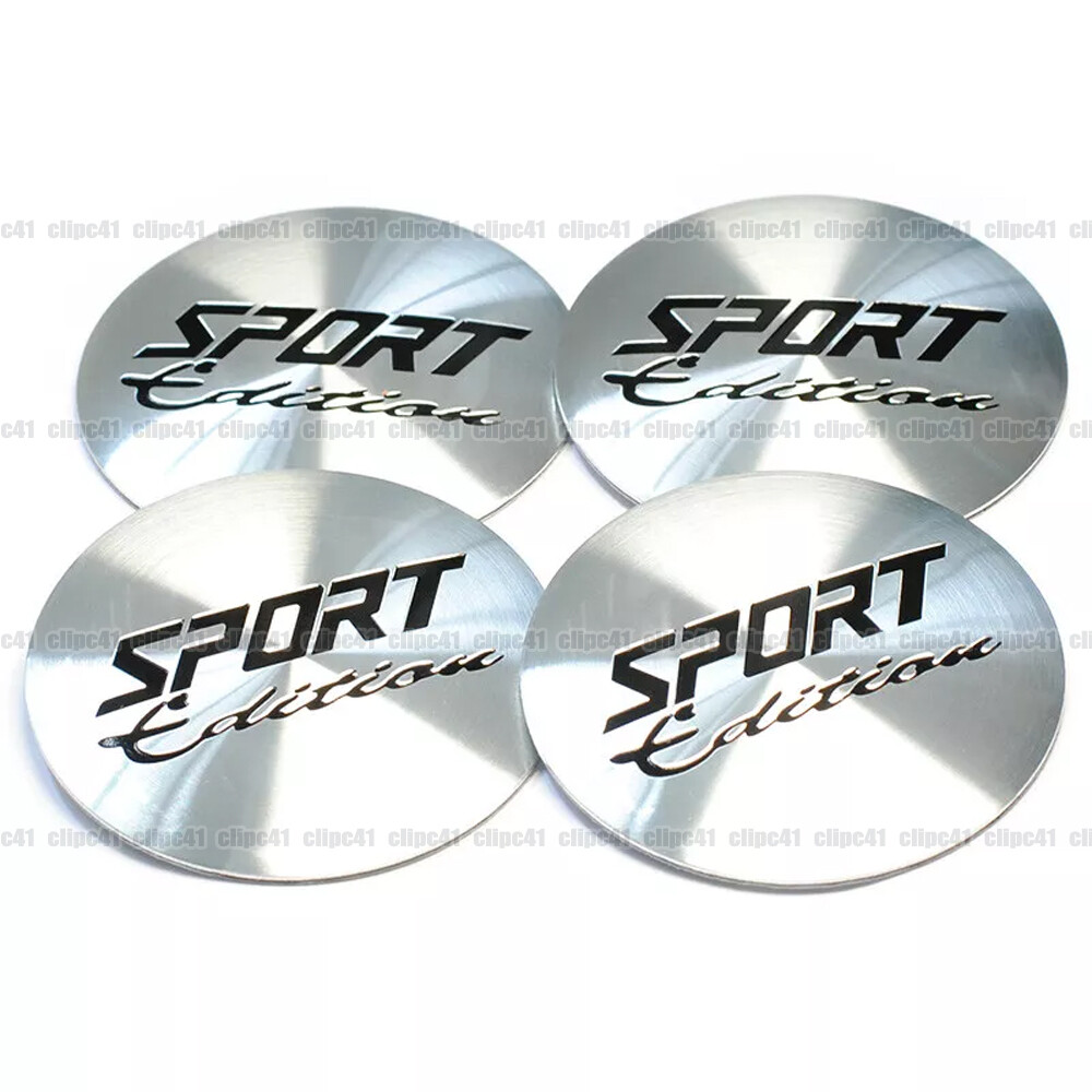 4Pcs 56MM Sport Edition Silver Wheel Center Cap Hub Stickers