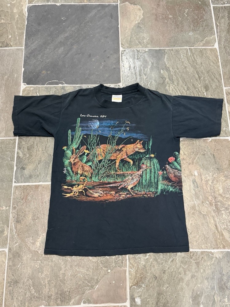 Black Vintage 90s New Mexico Nature Graphic T Shirt Size M Made In USA