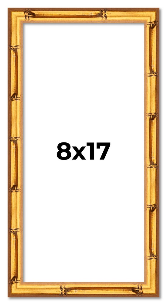 8x17 Frame Gold Bamboo Solid Wood Picture Frame | 1 Inch Moulding Width | Interi