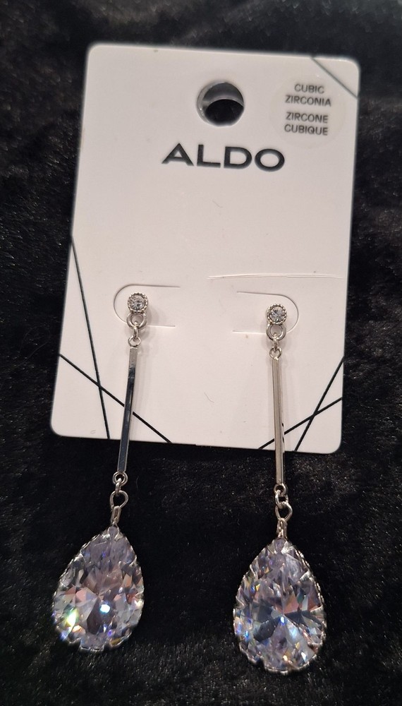Aldo Cubic Zirconia Chandelier Silver-Tone Drop Earrings A