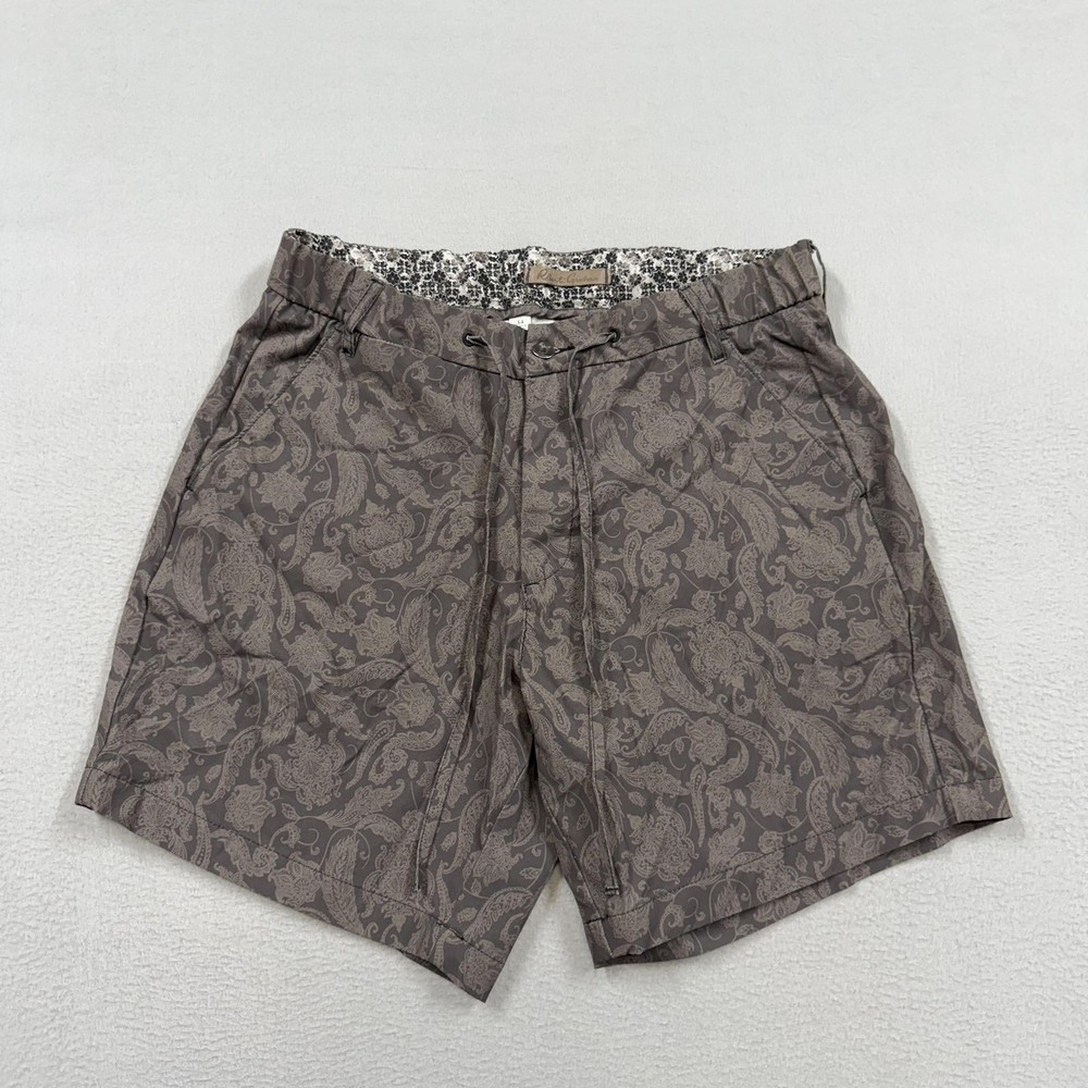 Robert Graham Shorts Mens 34 Gray Paisley Chino Drawstring 7 Inseam Casual
