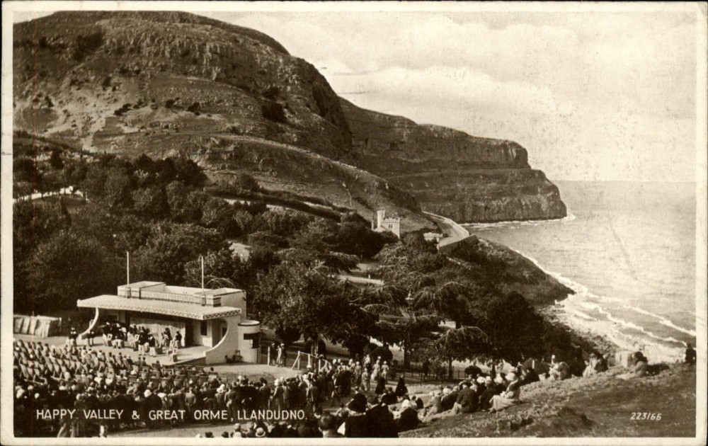 Llandudno Wales United Kingdom Happy Valley Valentine's  brown 1935 postcard