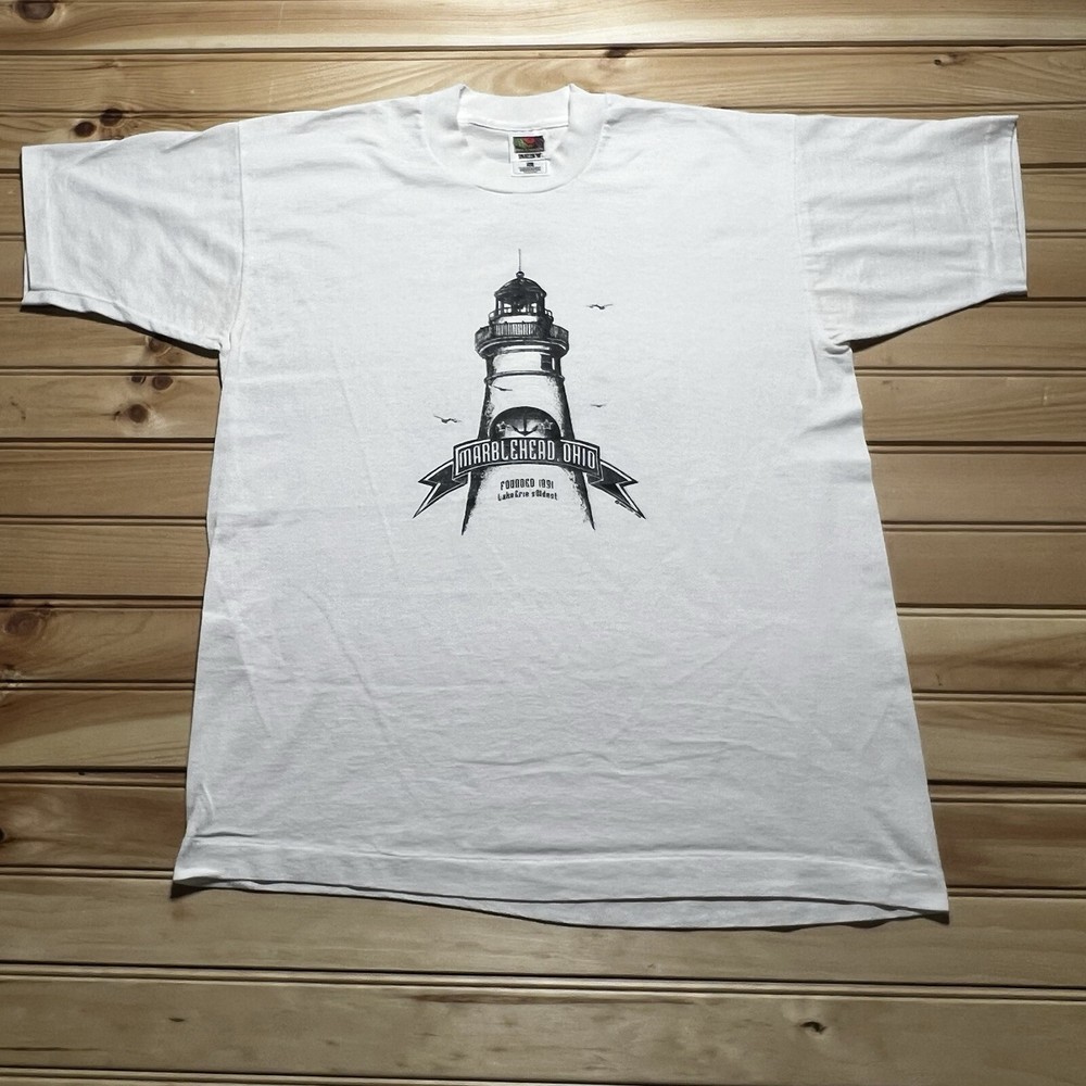 Vintage 90s Marblehead Ohio Oldest Beer Brewery Lighthouse Shirt Size Large