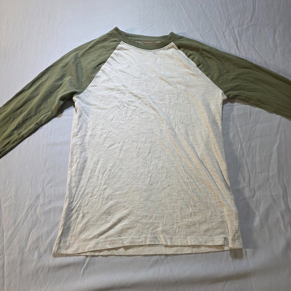 Cat & Jack Boys Raglan T-Shirt Size M 8/10 Gray Olive Green Long Sleeve Jersey