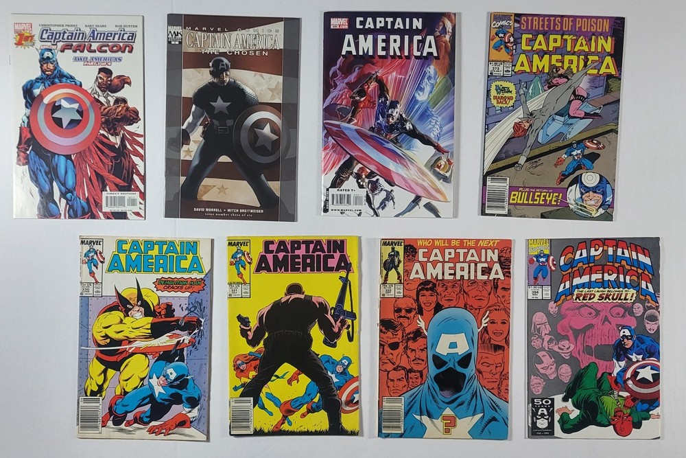 Captain America: Mixed Lot of 8 Marvel Comics: Bagged & Boarded