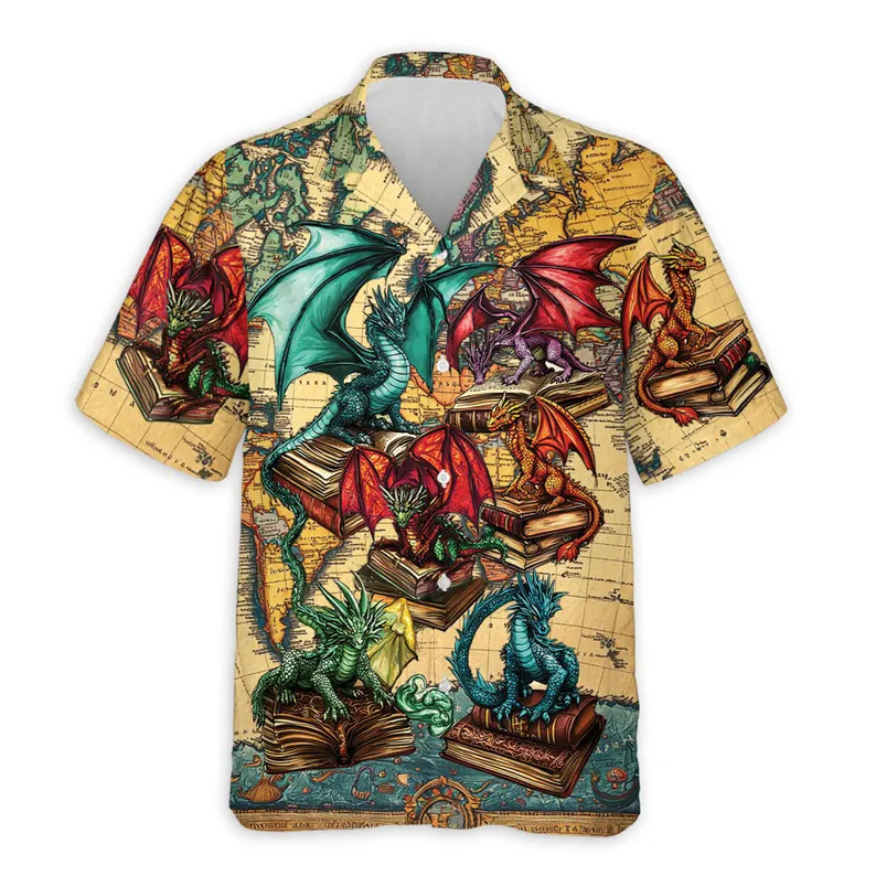 Dragon World Map Hawaii Shirt Fantasy Aloha Beach Vacation Men Women