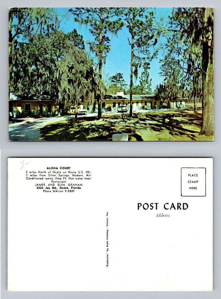 Ocala, FL-Florida, Aloha Court Motel Route US Route 301 Vintage Postcard