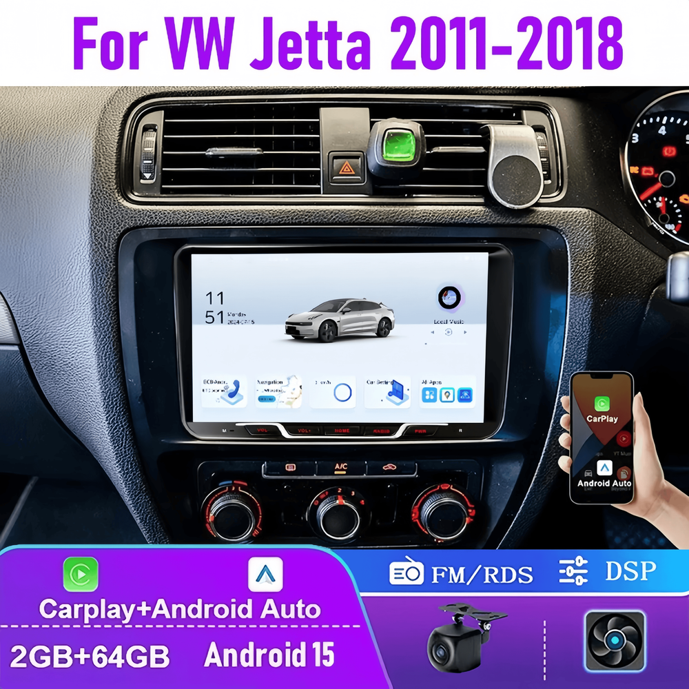 For VW Jetta 2011-2018 Car Radio Wireless Carplay Android 15 Head Unit 2G+64G US