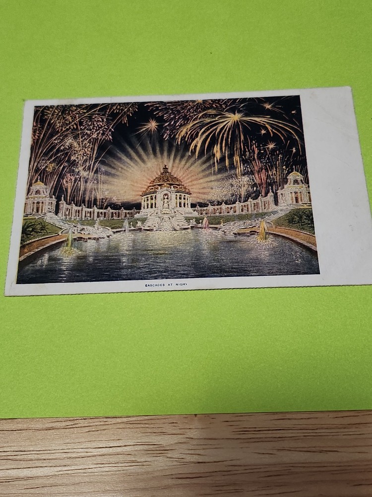 Vintage 1904 World's Fair Postcard Cascades At Night Unposted